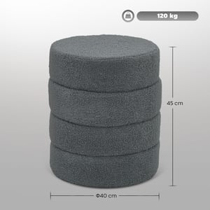 4goodz Hocker rond met teddyfleece metalen frame 40x45h cm -