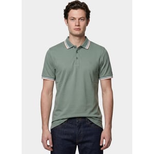 Bos Bright Blue Scotland blue polo heren brick polo plain contrast col spe25108br06sb/361 sea green