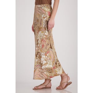 Monari  maxi skirt with paisley pattern 410568 525 mocca pattern