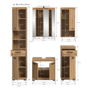 Furnilux Moderne 5-delige badcombinatie in complete set met spiegelkast en