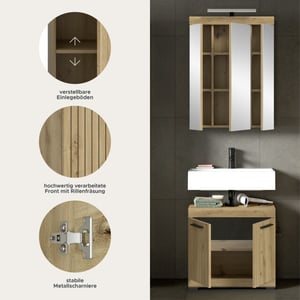 Furnilux Badcombinatie met spiegelkast en verlichting compacte 2-delige set -
