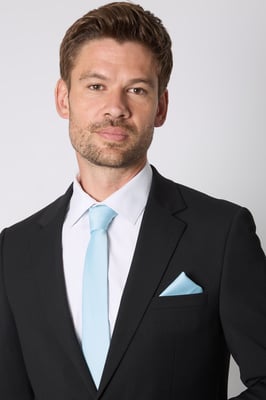 Aqua Plain Tie and Pocket Square Set