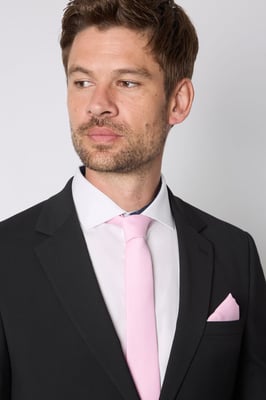Bright Pink Plain Tie and Pocket Square