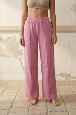 Högmidjade vida stickade joggers