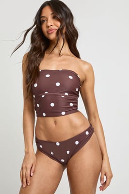 Polka Dot Tankini Bikini Top And High Leg Bikini Bottom