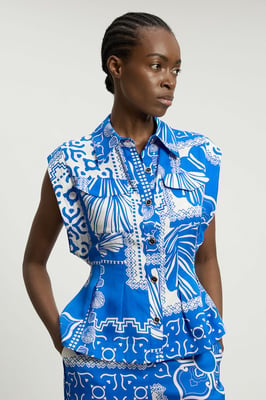 Premium Linen Printed Woven Sleeveless Woven Top