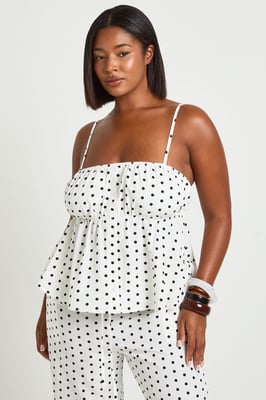 Plus Polka Dot Strappy Smock Top