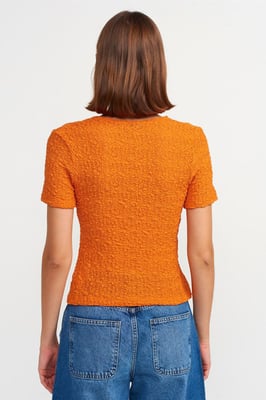 Mönstrad Lace Blus med Knytdetalj fram