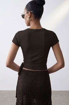 Crop Wrap Blouse met Strikdetail