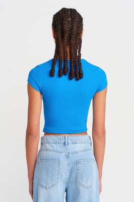Dames Slim-fit Ribbed Crop Blouse