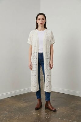 Lange Getextureerde Jacquard Cardigan