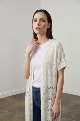 Lange Getextureerde Jacquard Cardigan