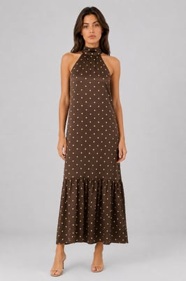 Polkadot Halter Maxi Jurk