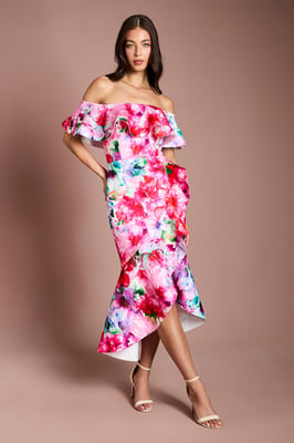 Placement Floral Scuba Dress