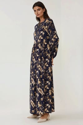 Floral Print Long Sleeve Viscose Maxi Dress
