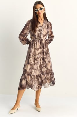 Paisley V-hals Midi-jurk