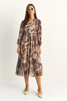 Paisley V-hals Midi-jurk
