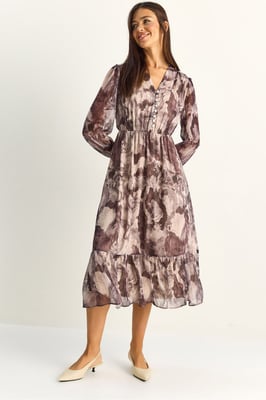 Paisley V-hals Midi Jurk