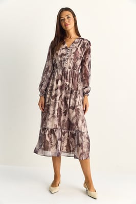 Paisley V-hals Midi Jurk