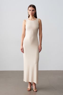 Geribbeld Mouwloos Bodycon Maxi Jurk