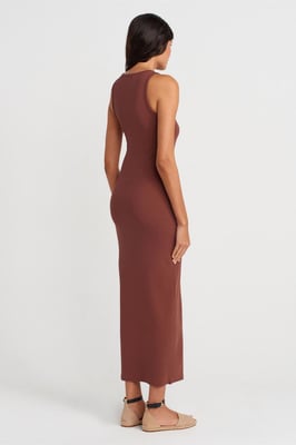 Geribbelde Katoenmix Mouwloze Maxi-jurk