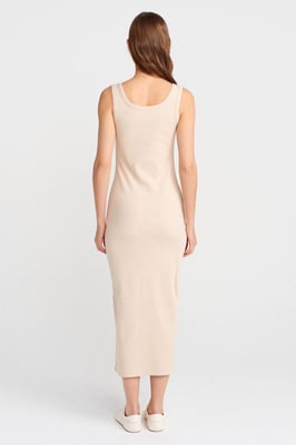Geribbeld Midi Bodycon Jurk Met Knopen