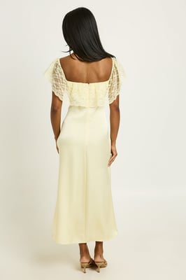 Lace Bardot Satin Midaxi Dress