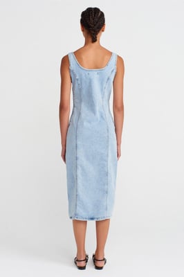 Dames Midi Bodycon Jeansjurk