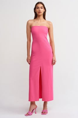 Strapless Figursydd Midiklänning Med Sprund