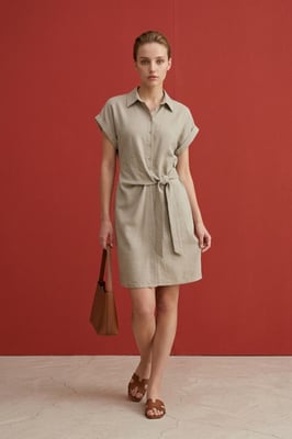 Katoenen Poplin Mini Overhemdjurk