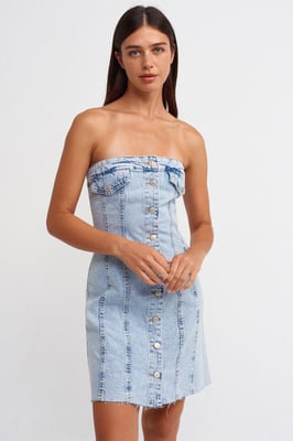 Strapless Mini Denim Jurk