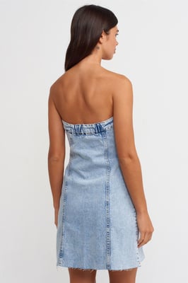 Strapless Mini Denim Jurk