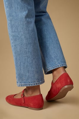 Buffy Faux Suede Square Toe Mary Jane Padded Ballet Pumps