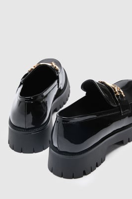 Faith: Jackie Faux Leather Trim Detail Chunky Loafers