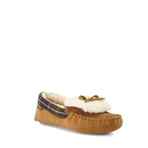 Barbour Ladies Ladies Darcie1 - Tartan-Trim Suede Slippers