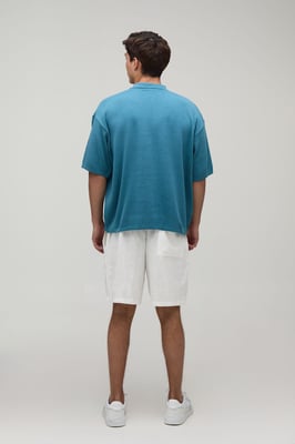 Oversized Boxy 1/4 Zip Cotton Blend Knitted Polo
