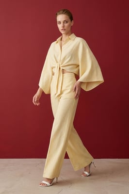 Katoenen Co-ord Set met Strikdetail