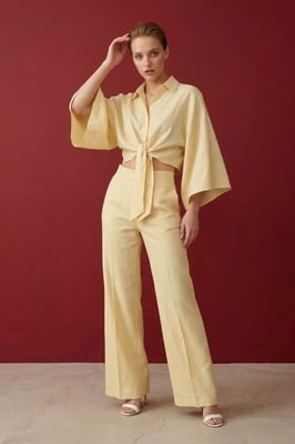 Katoenen Co-ord Set met Strikdetail