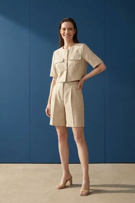 Bomullspoplin skjorta och shorts set