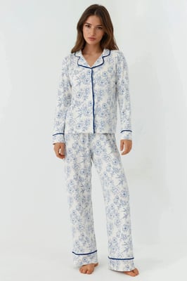 Blommönster Långärmad Loungewear Pyjamas Set