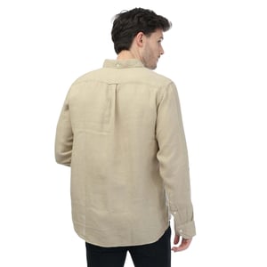 Gant Heren Linnen Kledingstuk Geverfd Normaal Overhemd (Beige)