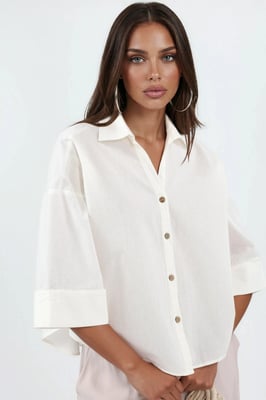 Overmaatse Linnenmix Knopenblouse