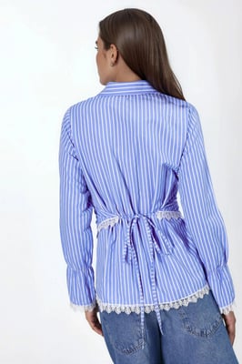 Gestreepte Poplin Knoopsluiting Shirt