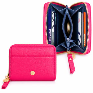 Women’s Small RFID Zip Around Purse, Card Coin Wallet in Fuchsia