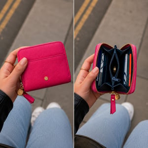 Women’s Small RFID Zip Around Purse, Card Coin Wallet in Fuchsia