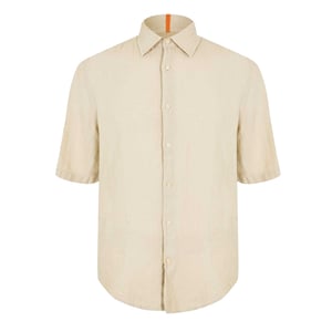 Boss Heren Linnen Overhemd Met Korte Mouwen (Licht Beige)