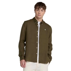 Timberland Heren Linnen Relaxed Fit Overhemd (Bladgroen)