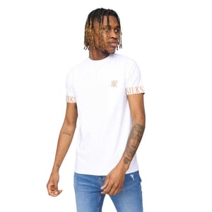SikSilk Heren Tech Logo Geprinte Mouwen T-shirt (Wit)