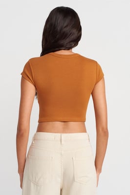 Dames Slim Fit Korte Crop Crew Neck T-Shirt