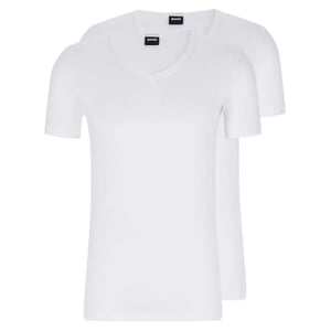 Boss Heren Logo Slim T-Shirt (Set van 2) (Wit)